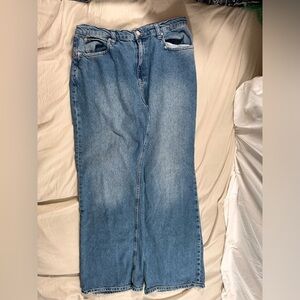 We The Free Tinsley Baggy Mid Rise Wide Leg Straight Jeans Medium Wash Sz 32